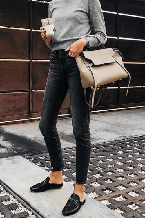 what to wear if you can't wear heels black flat mules round toe classy flat shoe