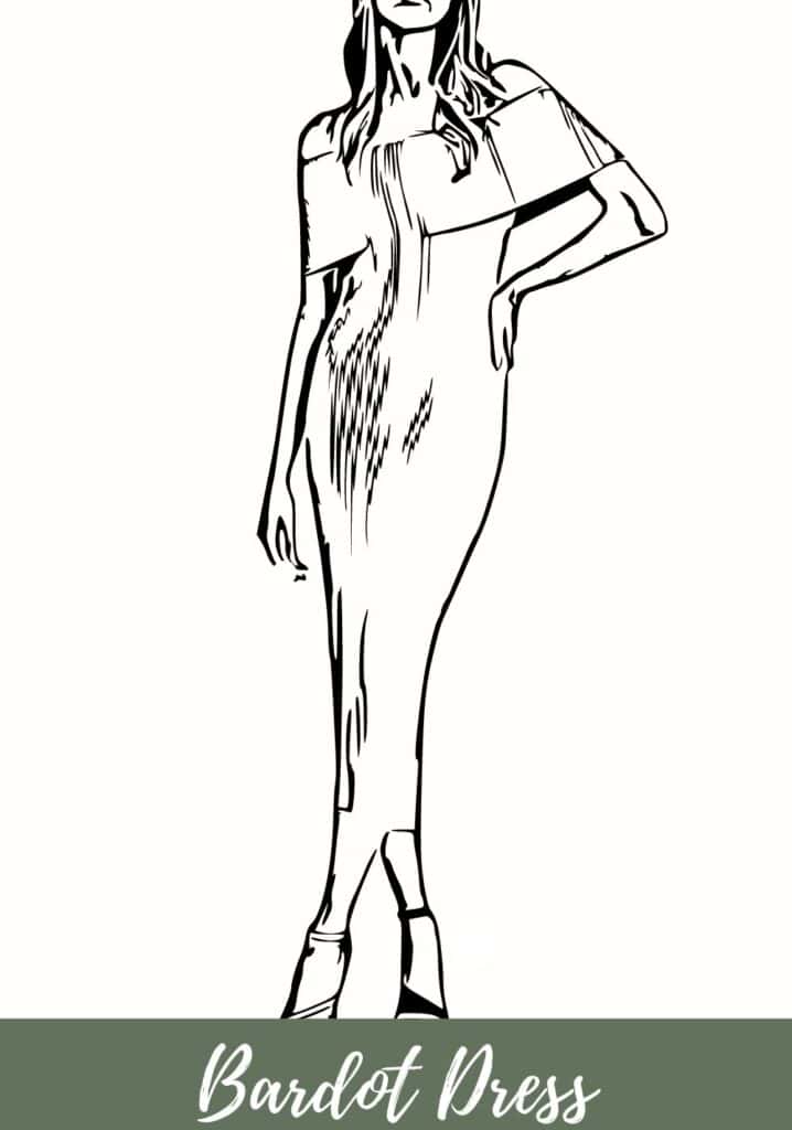 woman wearing bardot dress