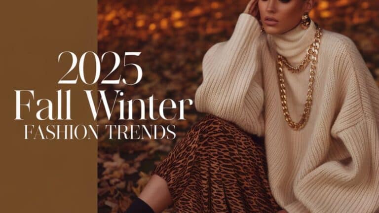 woman wearing 2025 fashion trends for fall winter oversized sweater, leopard print skirt and sock boots