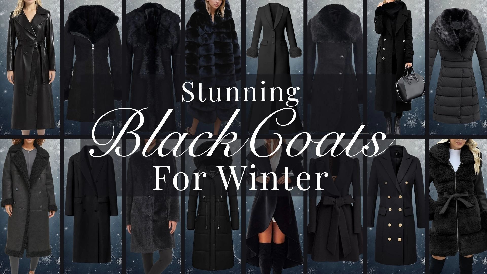 A beautifully tailored black coat featuring a sophisticated double-breasted design with large, gold buttons that enhance its elegance. The coat has a plush texture with a soft faux fur collar, and fitted sleeves that provide a streamlined silhouette, making it a luxurious choice for winter. It includes a belted waist for an adjustable fit, combining warmth and style seamlessly.