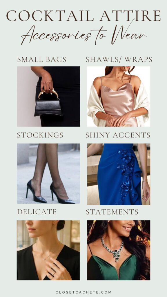 chart showing accessories to wear for cocktail attire