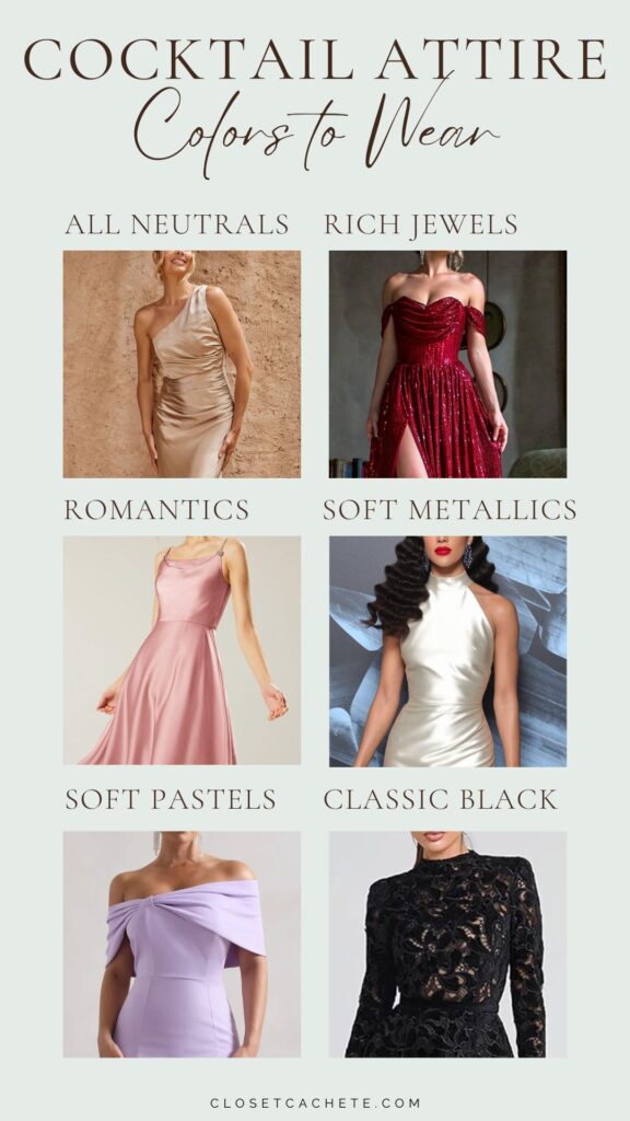 chart showing colors to wear for cocktail attire