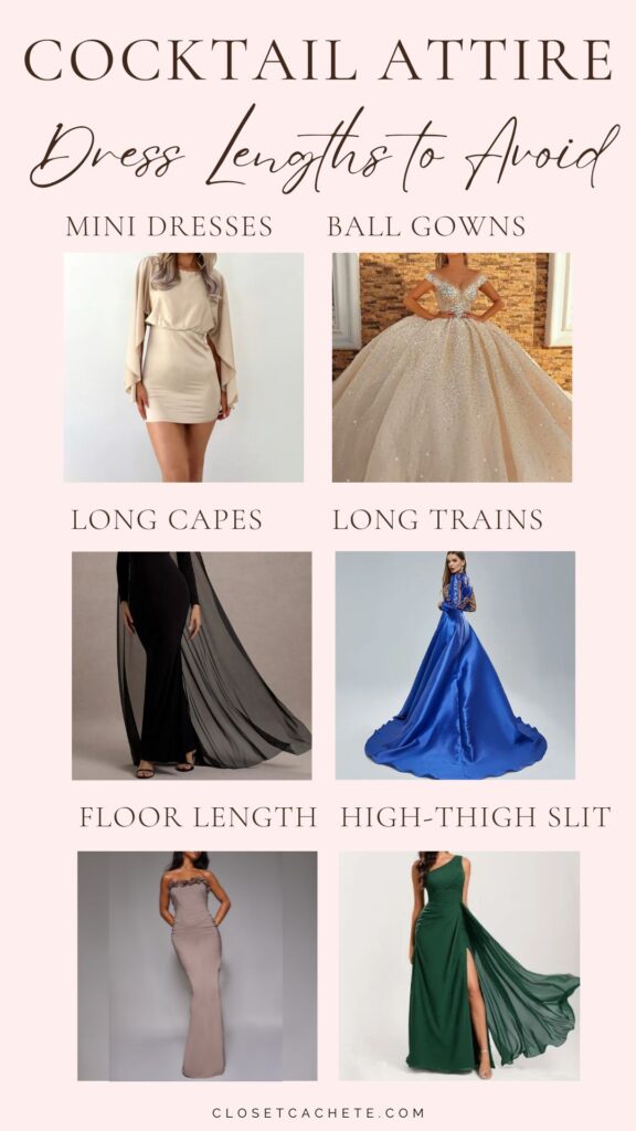 chart showing dress lengths to avoid for cocktail attire