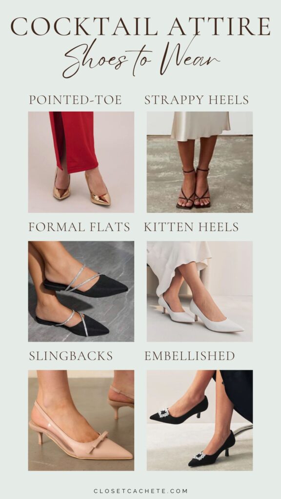 chart showing shoes to wear for cocktail attire
