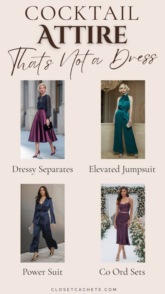 chart showing four alternative cocktail attire options instead of a dress