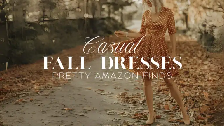 The image features a casual fall dress in a warm, pumpkin orange color adorned with white polka dots. It has a flattering A-line silhouette with a fitted bodice and short sleeves, designed to enhance comfort and wearability, making it a perfect choice for autumn outings. The dress flows gently to mid-thigh, emphasizing a playful yet stylish fit that transitions well from day to evening.