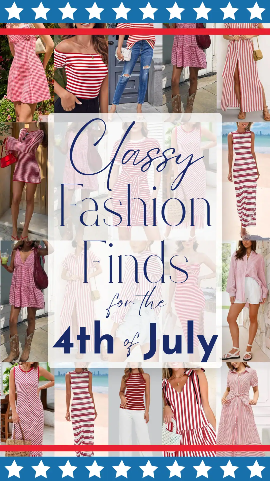 This collection features a variety of red and white striped outfits, showcasing casual styles perfect for the Fourth of July, including short dresses, tunics, and maxi lengths. The lightweight fabrics, often a cotton blend, highlight the bold, eye-catching stripes and playful designs that evoke a festive yet relaxed vibe, making them suitable for casual outings and holiday celebrations.